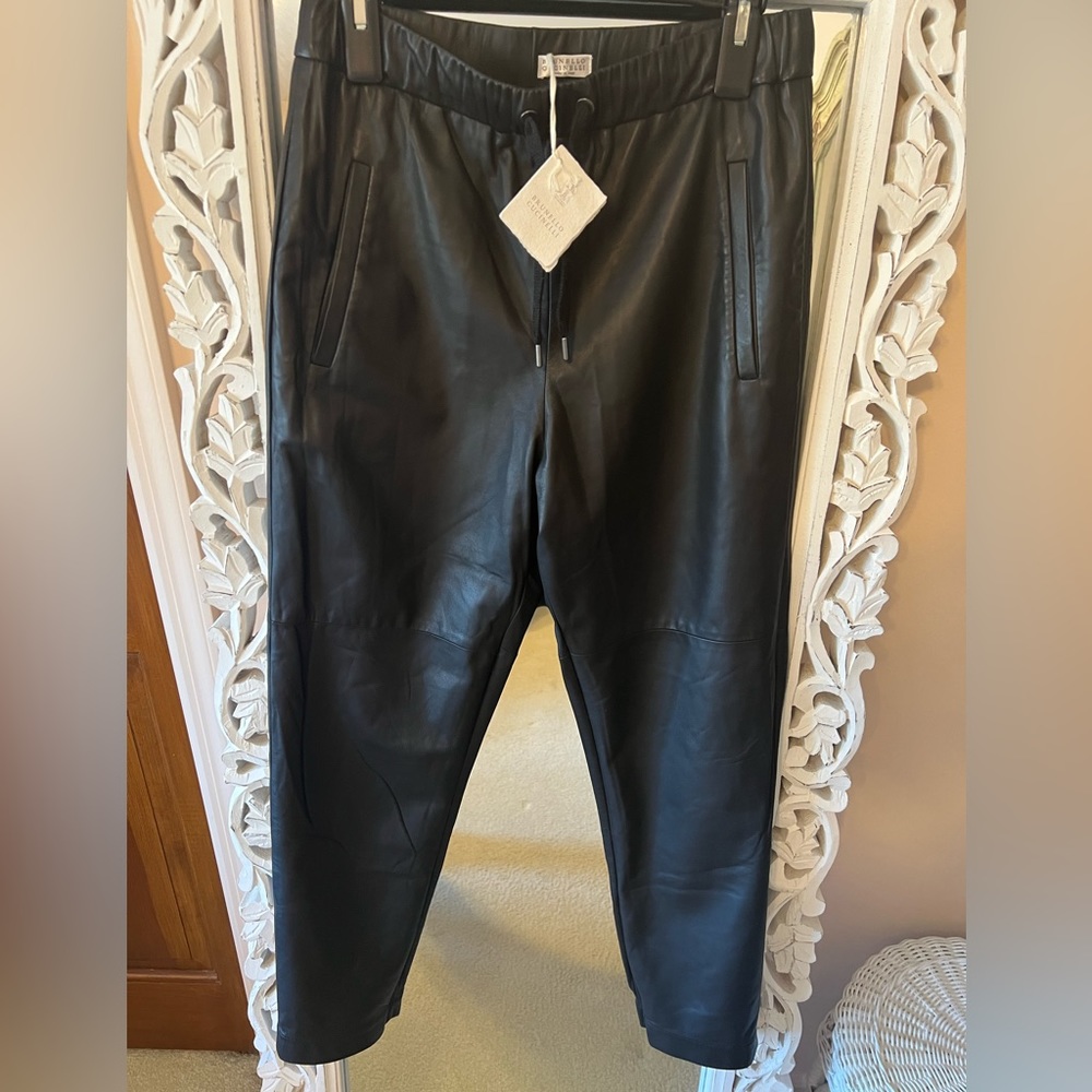 Brunello Cucinelli High-Waist Leather Pants - Picture 6 of 10
